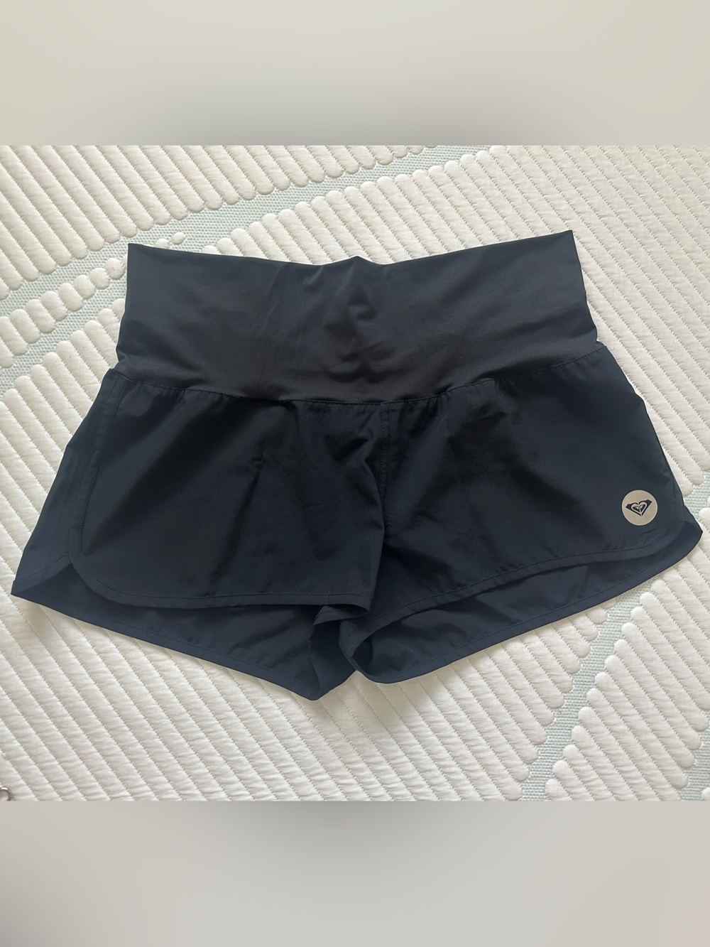 Roxy Black High-Waist Swim Shorts with Logo